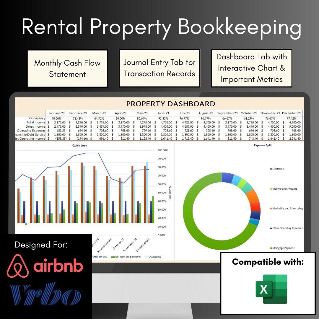 Rental Bookkeeping Spreadsheet Designed for Airbnb and Short - Etsy