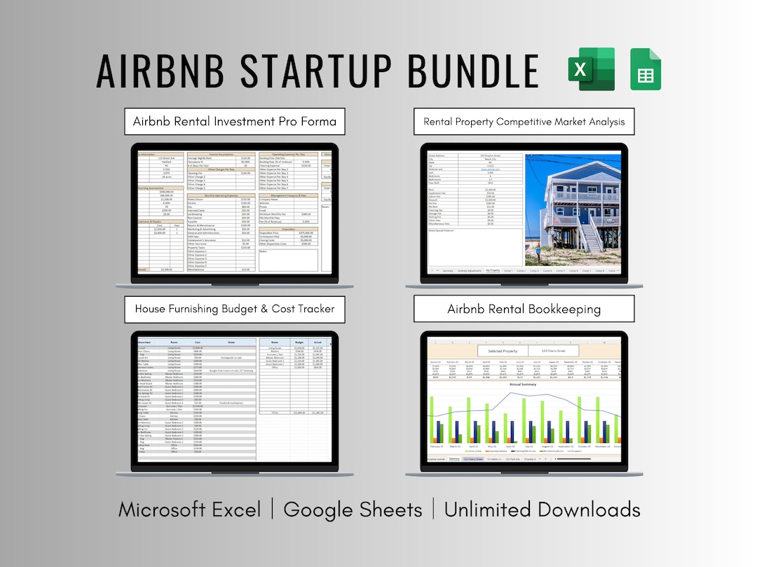Airbnb Startup Spreadsheet Bundle, Airbnb Starter Kit, Airbnb