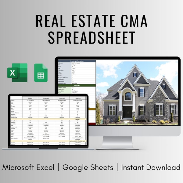 Cma Excel Template Etsy Cma Excel Template Etsy