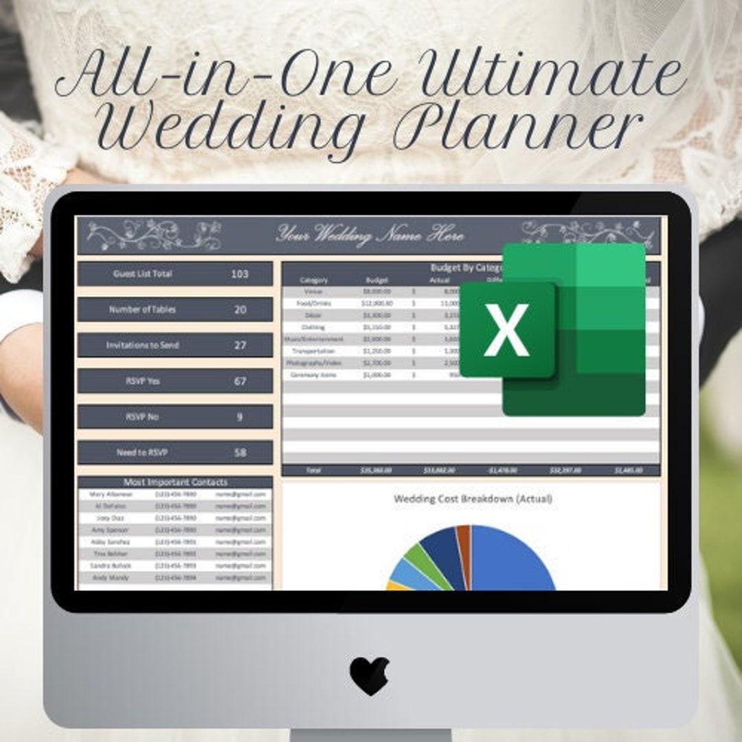 Wedding Planner Excel Template - Etsy