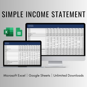Simple Income Statement Spreadsheet Template: Customizable Financial Statement (Excel & Google Sheets)