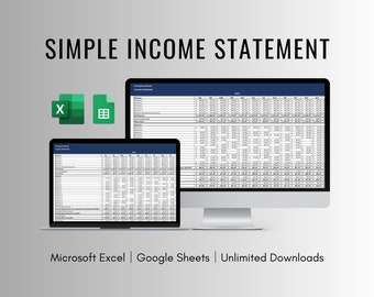 Prosty szablon arkusza kalkulacyjnego rachunku zysków i strat dla programów Excel i Arkuszy Google, konfigurowalny szablon arkusza kalkulacyjnego rachunku zysków i strat dla małych firm