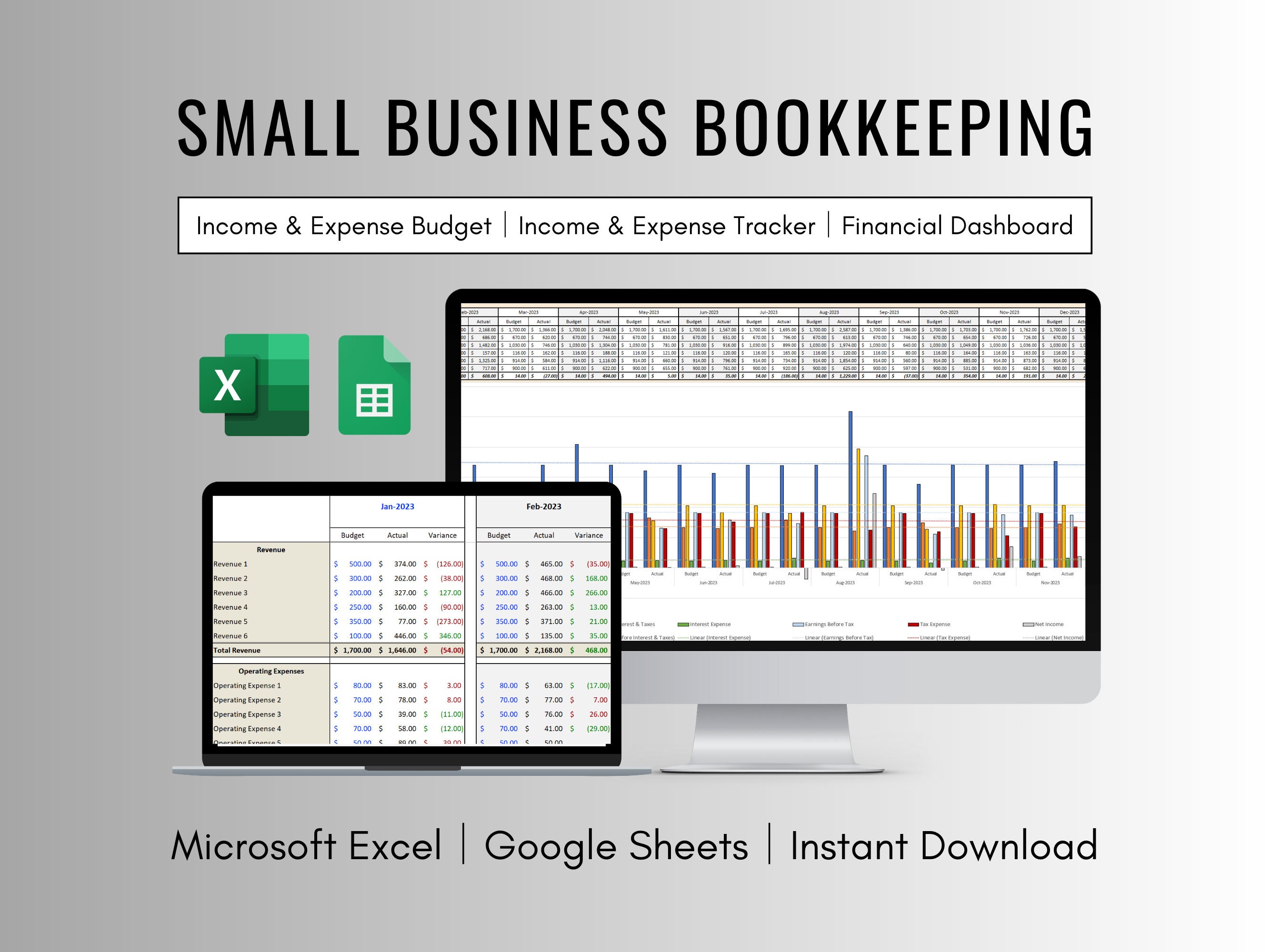Small Business Spreadsheet Template Bundle for Excel and Google Sheets ...