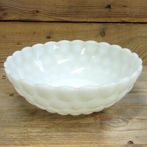 Anchor Hocking Iconic Milk Glass Bubble Bowl 8.25&quot;, White Glass Farmhouse Bowl