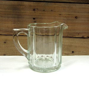 Vintage Glass Juice or Water Pitcher Ribbed with Starburst Pattern