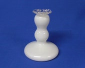 Vintage Fenton Silvercrest Milk Glass Candlestick Holder or Vase, White Mid Century Candle Holder