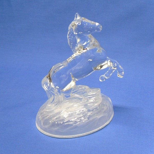 Cristal D'Arques Lead Crystal Horse Figurine, Vintage Rearing Horse in Clear & Frosted Crystal