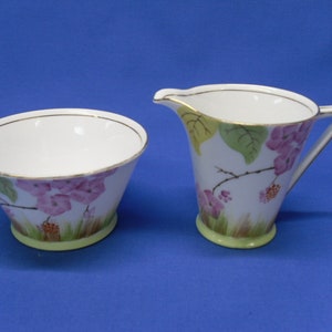 Art Deco Creamer & Sugar Set Made in England Floral Design by Standard China