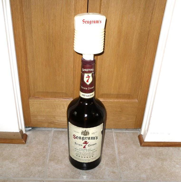 Vintage Seagram's 7 Crown Whiskey Bottle With Pump: 1-gallon Bar