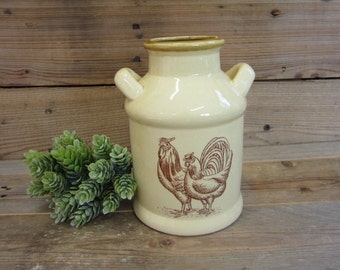 Gailstyn Sutton Rooster Ceramic Milk Jug, Vintage Farmhouse Kitchen Decor with Chickens