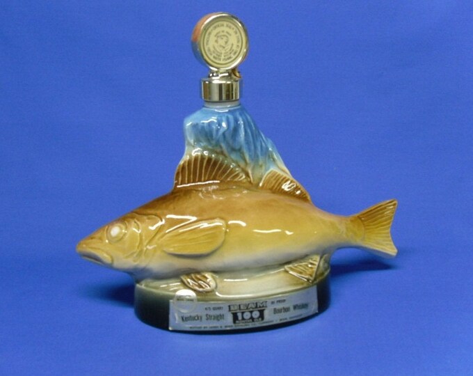 Vintage Jim Beam Walleye Decanter, Fish Shaped Whiskey Decanter