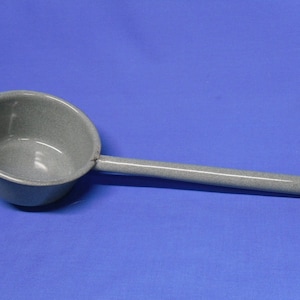 Large Vintage Enamelware Ladle Speckled Gray Blue, Graniteware, Farmhouse Rustic or Country Kitchen