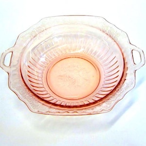 Large Pink Depression Glass Bowl Hocking Glass Mayfair or Open Rose Pattern