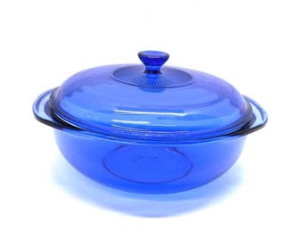 Vintage Pyrex Cobalt Blue Casserole Dish With Lid - Main Image