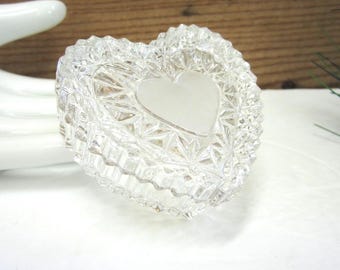 Vintage Crystal Heart Shaped Trinket Box: Crystal Vanity Decor