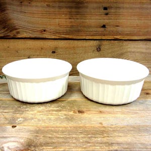 Vintage Corning Ware French White Ramekins: Set of 2 Individual Casseroles