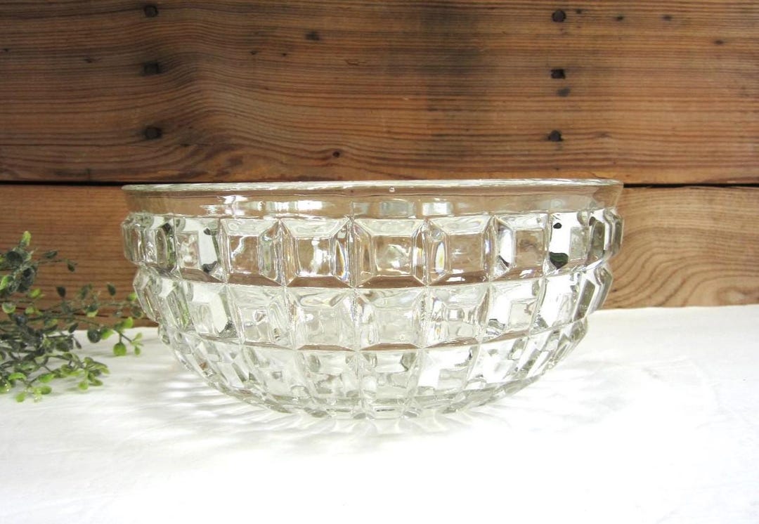 Vintage Crystal Serving Bowl With Block or Cube Pattern: Mirror Ball ...
