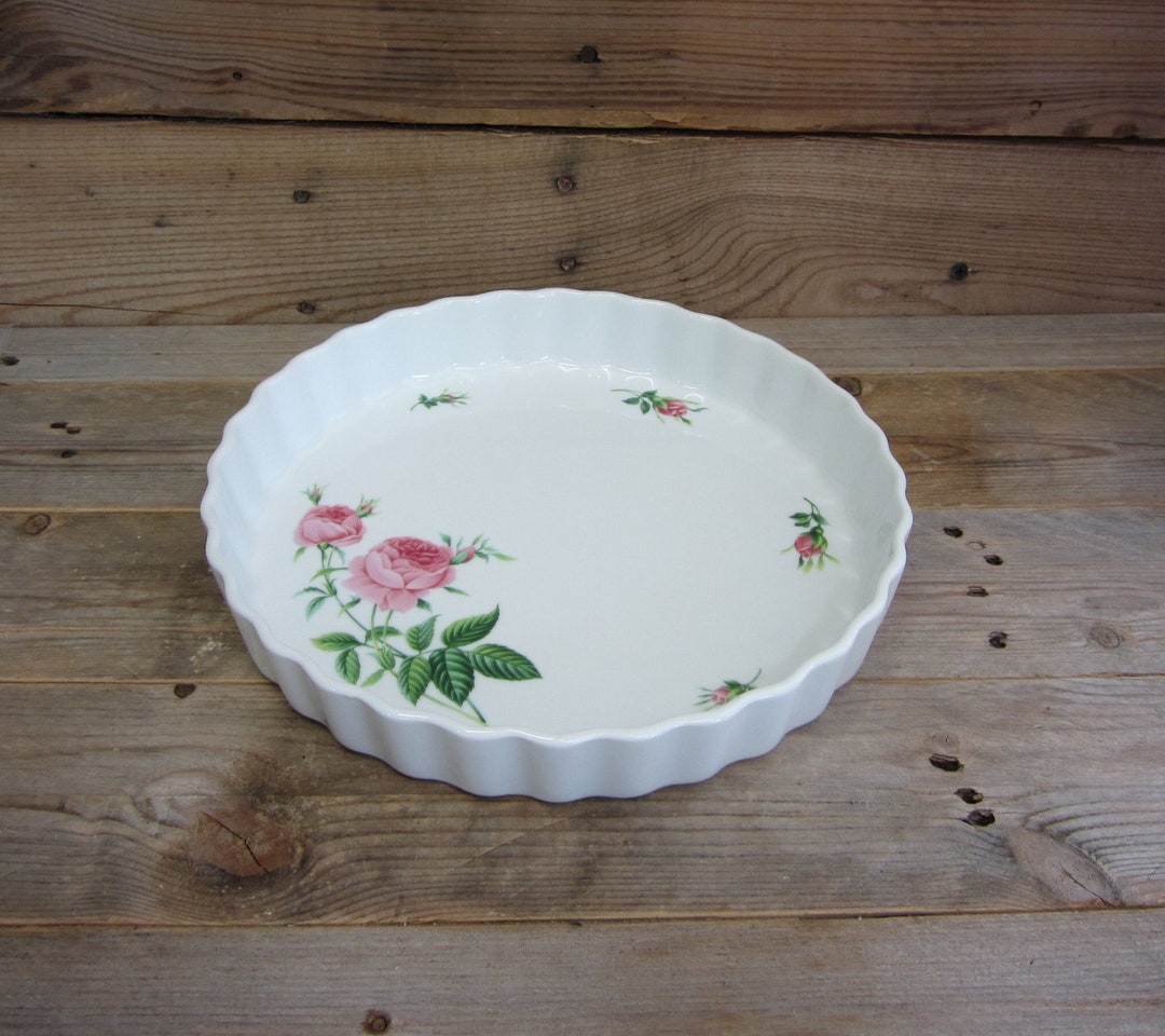 Vintage Porcelain Quiche Dish With Pink Rose Pattern From Etsy