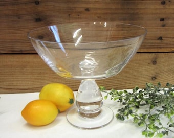 Vintage Clear Crystal Pedestal Compote with Flared Bowl: Vintage Centerpiece