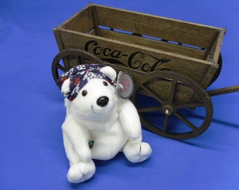 Coca Cola Wooden Wagon by Franklin Mint plus Coke Polar Bear Collectible Plushie