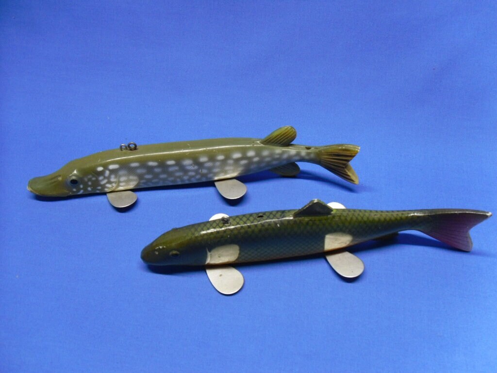 2 Vintage Ice Fishing Lures or Decoys for Pike, Set of 2 Old Ice