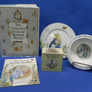 Vintage Beatrix Potter Book & Illustrated Plate/Bowl Collection