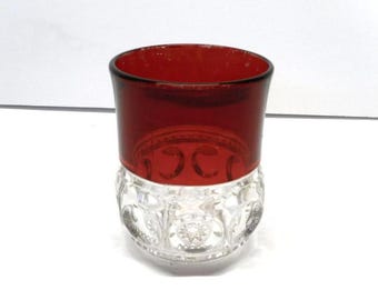 Antique Ruby Glass Tumbler: Kings Crown EAPG Pattern, Circa 1891