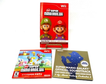 Vintage Super Mario Brothers Collection of Wii Game Instruction Book and Musical Sound Track