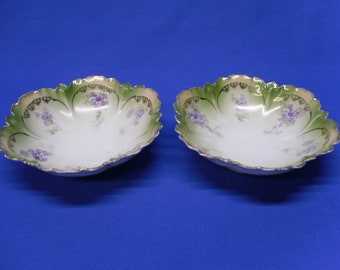 Set of 2 Porcelain Sauce Dishes Made in Germany with Floral Design