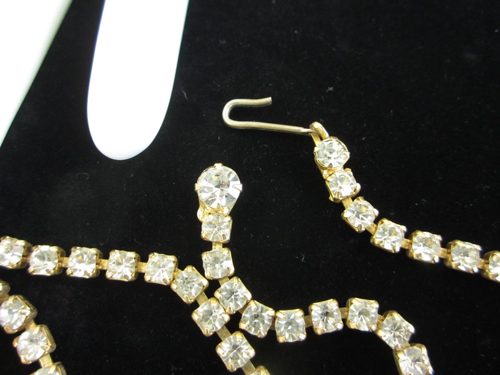 Vintage 60\'s Rhinestone Bling Belt Sz L Skinny Couture Runway Prong Set Crystal Vintage 1960s Prong Set Crystal Rhinestone Belt Size 29”-34  main image 2