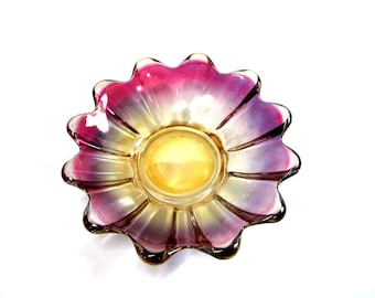Vintage Federal Glass Iridescent Bowl: Celestial Candy Nut Dish