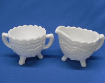 Vintage Milk Glass Creamer & Sugar Imperial Glass Company 1950's