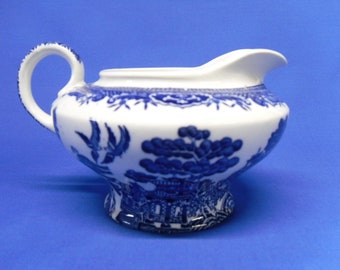 Vintage Blue Willow Creamer or Sauce/Gravy Boat, J. Steventon & Sons, Blue and White Serving Dish