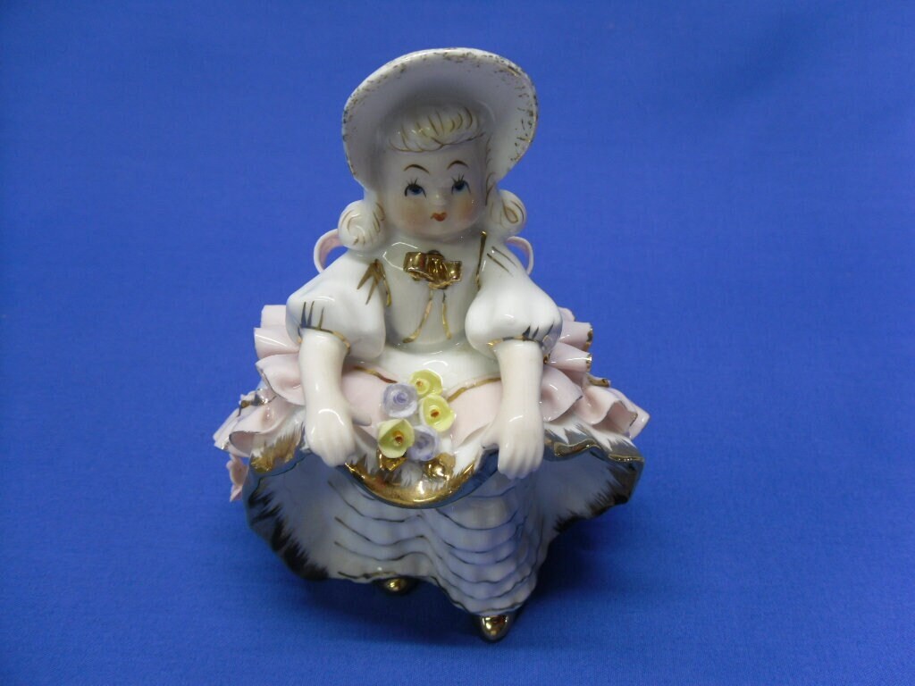 geo.z.lefton レフトン　50s ビンテージオーナメント　ペア Lefton Figurine KW1412 Vintage Bloomer Girl Set Vintage Geo