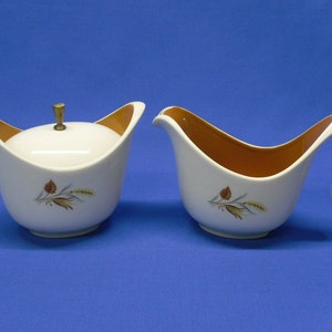 Vintage Taylor Smith & Taylor Creamer and Sugar Set: Autumn Harvest Pattern