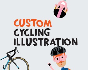 CUSTOM Cycling illustration You and Your bike Gifts for cyclist bespoke illustration customization gifts for cyclists - original gifts