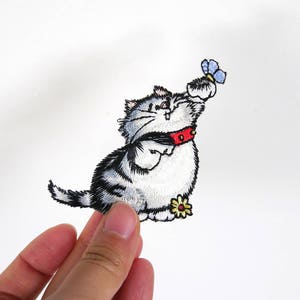 Cat Kitty Embroidery Patch/ Machine Embroidery/Iron on Applique Patch/ Embroideried Patch DIY supply/ pet accessories/ Needlecraft