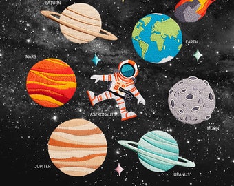 Space Embroidery Patch | Planets, Astronaut Iron On Applique