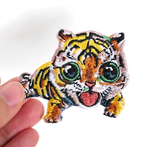 Tiger wild animal Embroidery Patch/ Iron on Applique Patch/ Embroideried Patch DIY supply/ gift for kids/ collar accessories