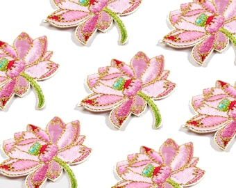 Lotus embroidery Patch/ Iron on Applique Patch/ Embroideried Patch DIY supply for T-shirt, jeans, bags patch/symbolizes purity and harmony