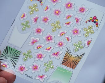 3D Flower Nail Stickers, Colorful Floral Decals, Spring Summer Nail Art (10.5x8cm)