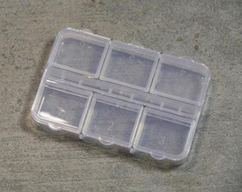 3ct Small items container/ 6 grid plastic container box for charms and trims
