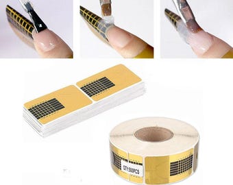 50 pegatinas guía para extensión de uñas, forma profesional en U, guía de puntas francesas, forma de uña curva acrílica, herramientas de manicura.