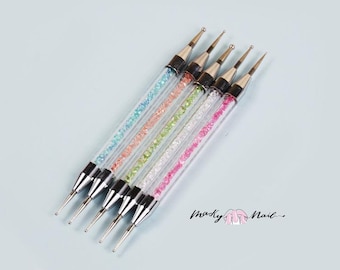 5 pcs Crystal dotting pen Set for nail art/ Marbleizing glaze painting pen