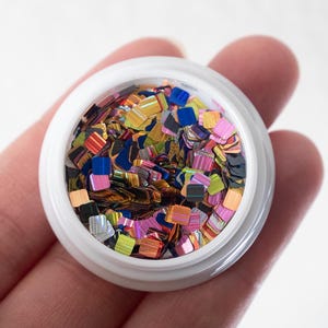 Rectangular Iridescent Holographic Nail Glitter – Silver Mixed Color Laser Glitter Nail Art Decorations | Shiny Nail Confetti
