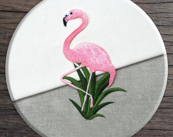 Flamingo patch/ Embroidery Patch/sewing on patch/sew Applique Patch/ Embroideried Patch DIY supply/ pink patch/ handmade supply
