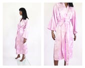 Lavender Kimono Robe Japanese Asian Brocade 60s Mid-Century Loungewear Bed Jacket 1960s Peignoir Dressing Gown Sleepwear Jacquard Satin