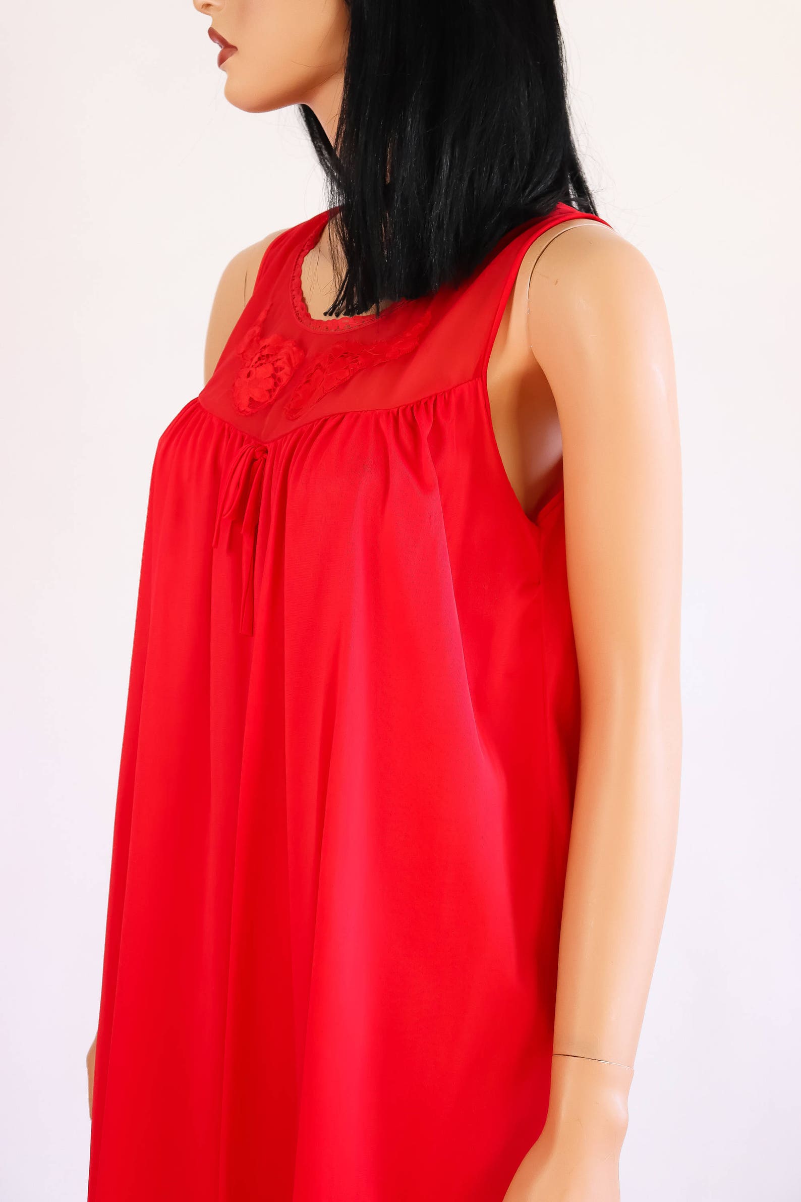 Red Babydoll Nightie Nylon Chiffon Nightgown 70s Lingerie | Etsy