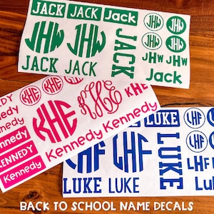 Back to School Name Decals- Name Decals- Name Labels- Label it- Back to School - School Labels - School - Name- Monogram -Personalization