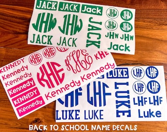 Back to School Name Decals- Name Decals- Name Labels- Label it- Back to School - School Labels - School - Name- Monogram -Personalization